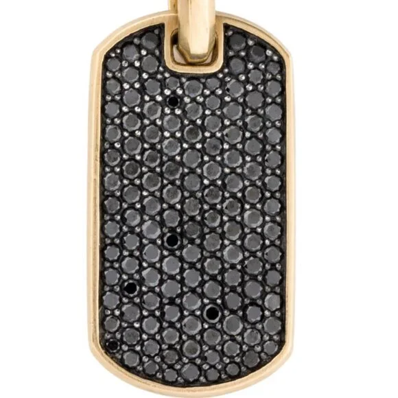 DAVID YURMAN 18K 750 YELLOW GOLD DIAMOND CHEVRON TAG PENDANT